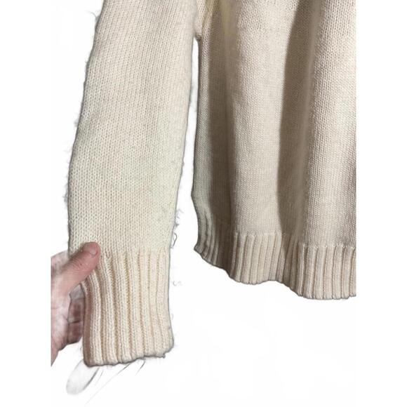 Alya White Wool Blend Turtleneck Sweater with Colorful Pattern Large - Picture 5 of 10